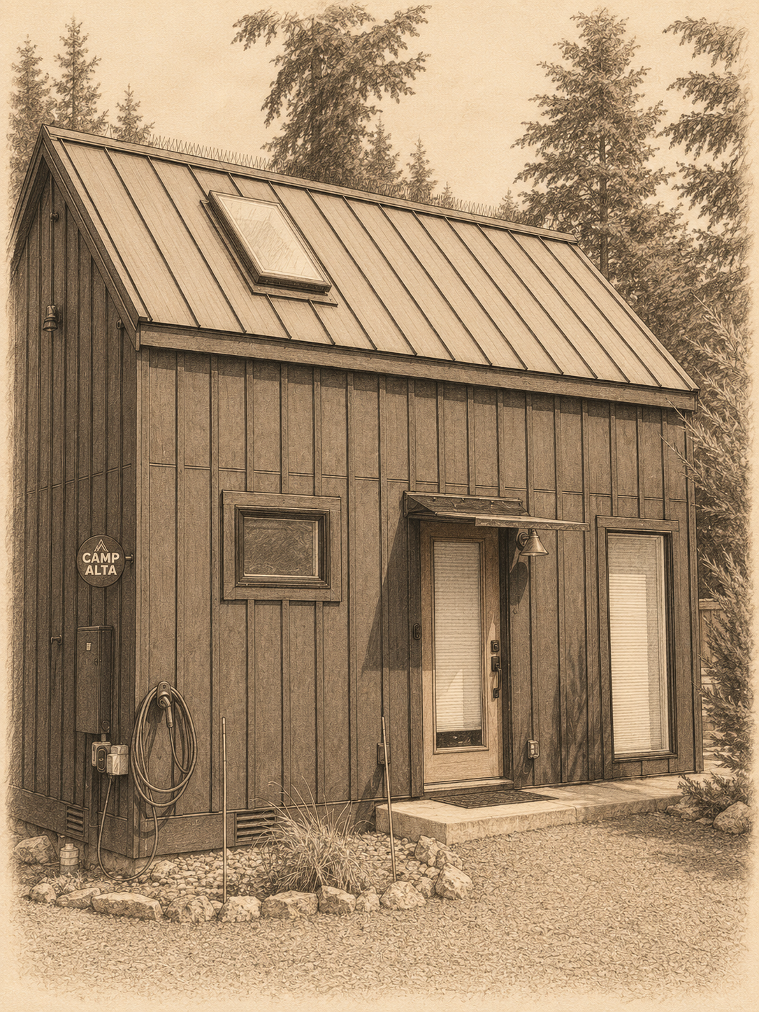 Camp Alta viewed from the entry, with the sign visible